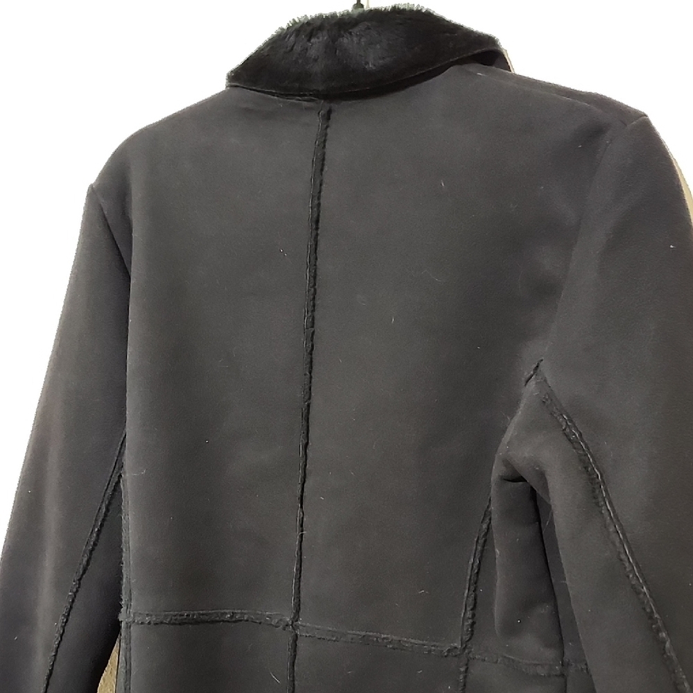 Style & Co Black Pea Coat with Notched Lapel - Picture 13 of 14